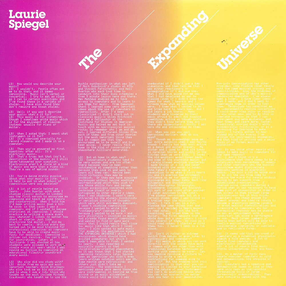 Laurie Spiegel – The Expanding Universe album cover