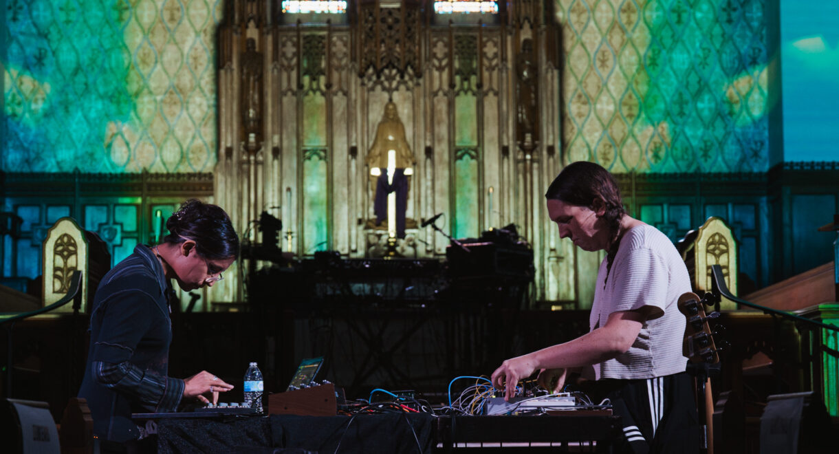 Brooklyn composer and experimental musician Rachika Nayar and Philadelphia-based composer and multi-instrumentalist Nina Keith performing at Big Ears
